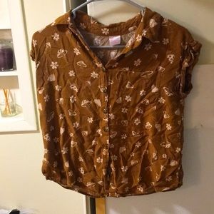 Button down mushroom and floral shirt